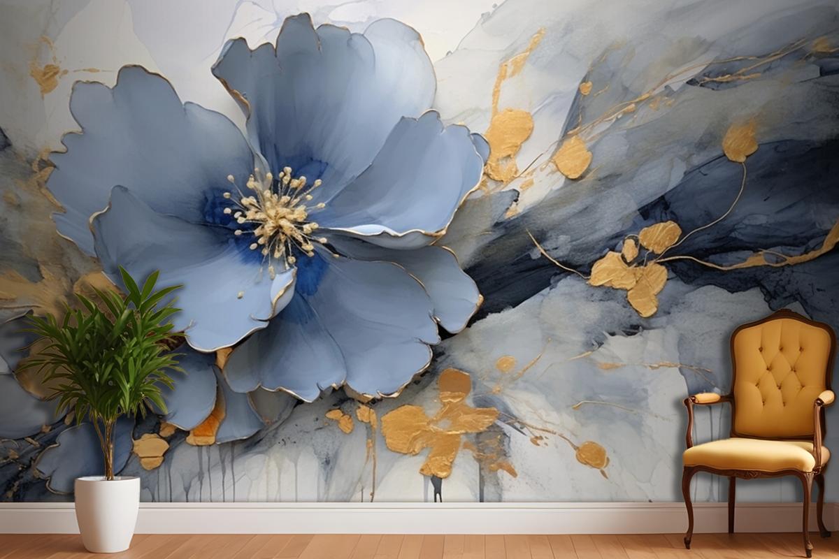 Abstract Artistic Background Retro Nostalgic Golden Brushstrokes Wallpaper Mural