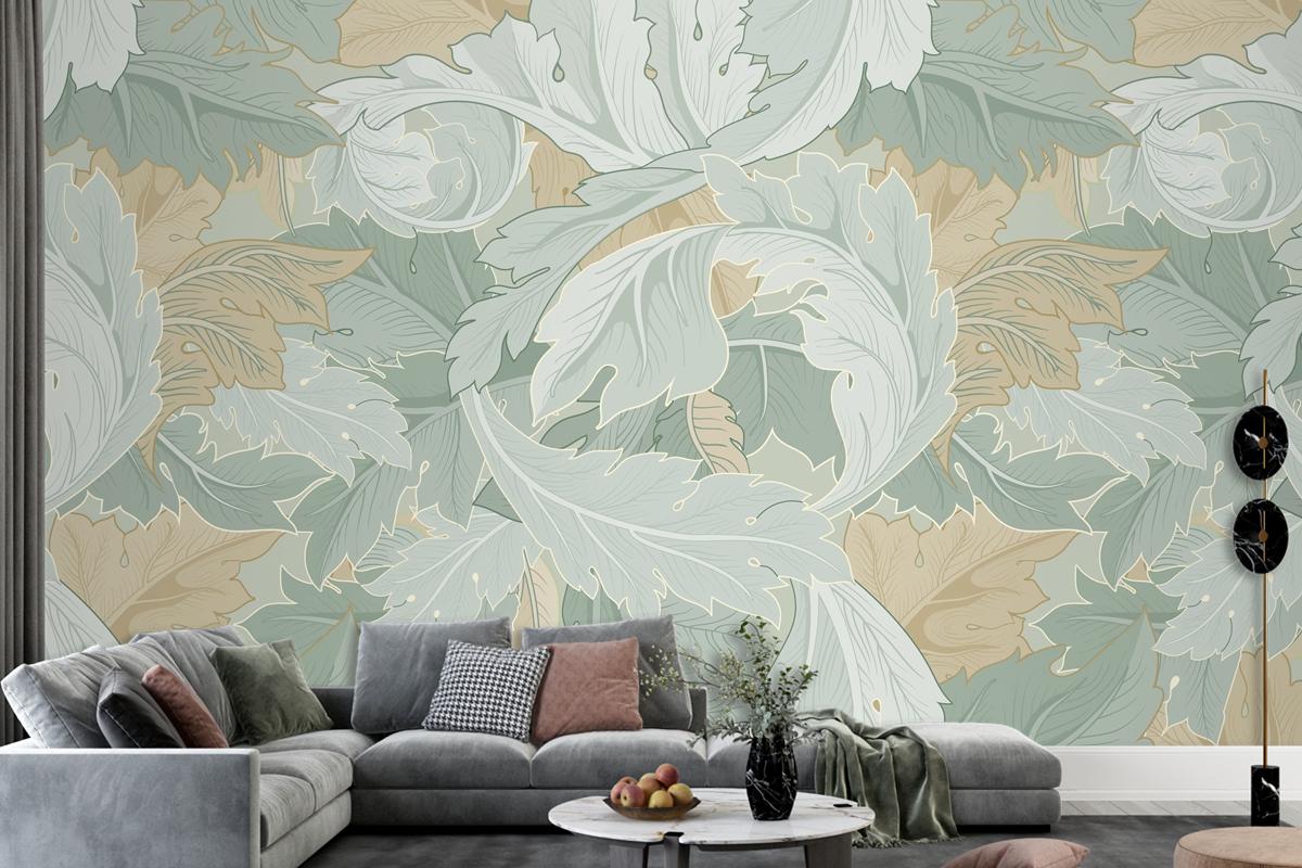 Flower Pattern Living Room Living Room Wallpaper Mural