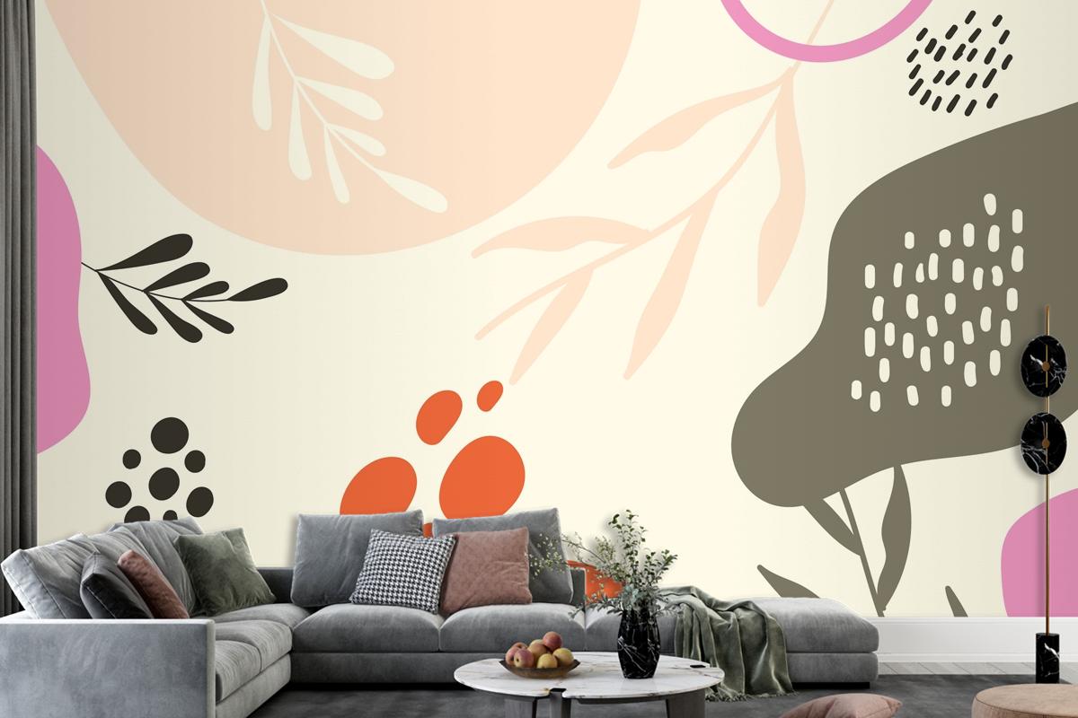 Hand Drawn Flat Design Abstract Doodle Living Room Wallpaper Mural