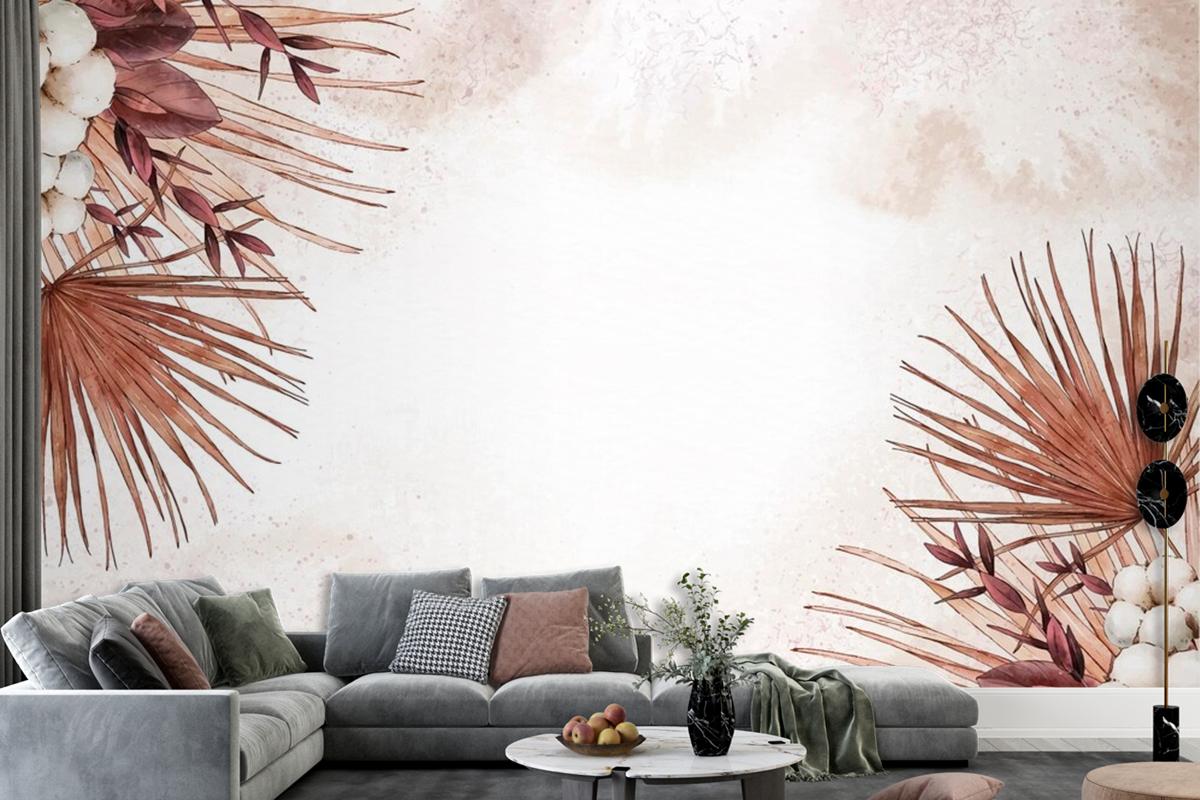 Hand Painted Watercolor Nature Background With Empty Space Living Room Wallpaper