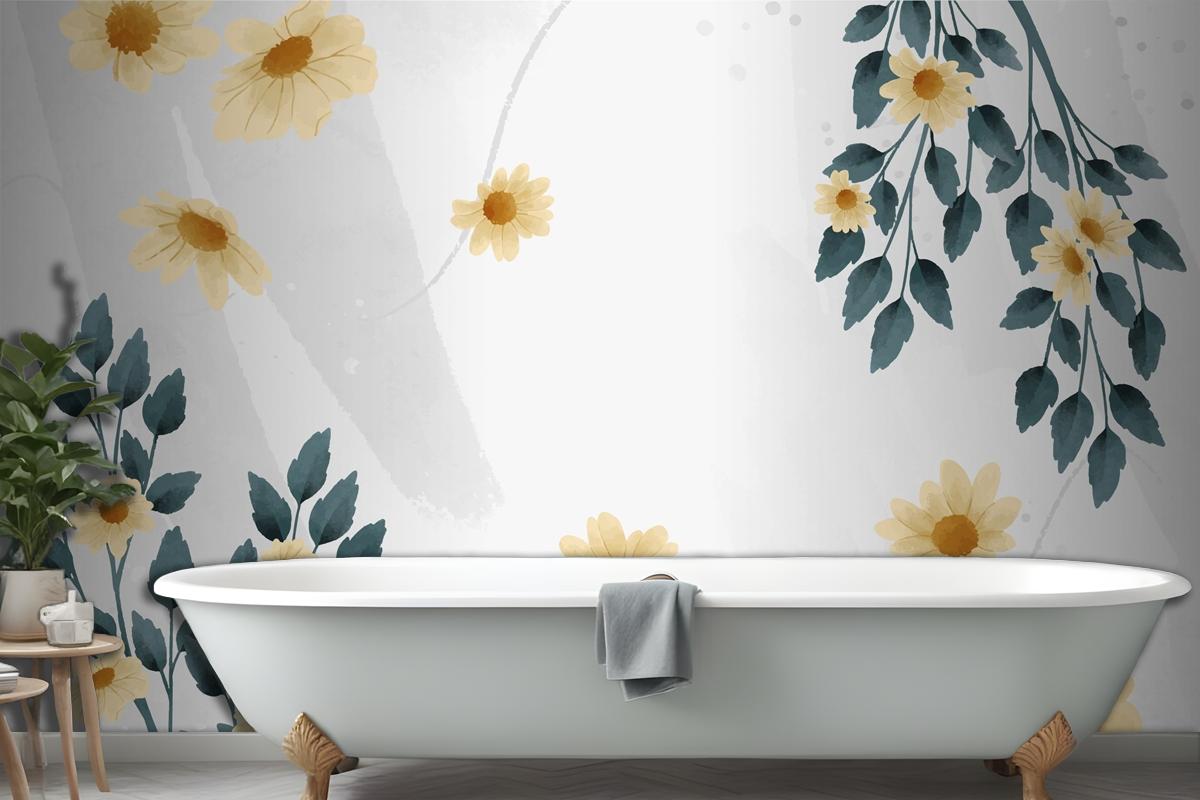 Watercolor Floral Background Design Wallpaper Mural