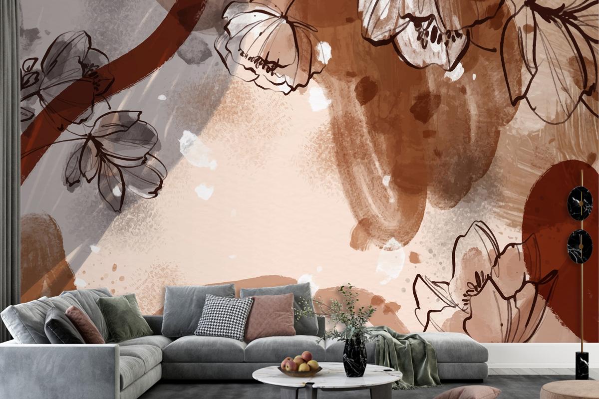 Watercolor Terracotta Background Living Room Wallpaper Mural