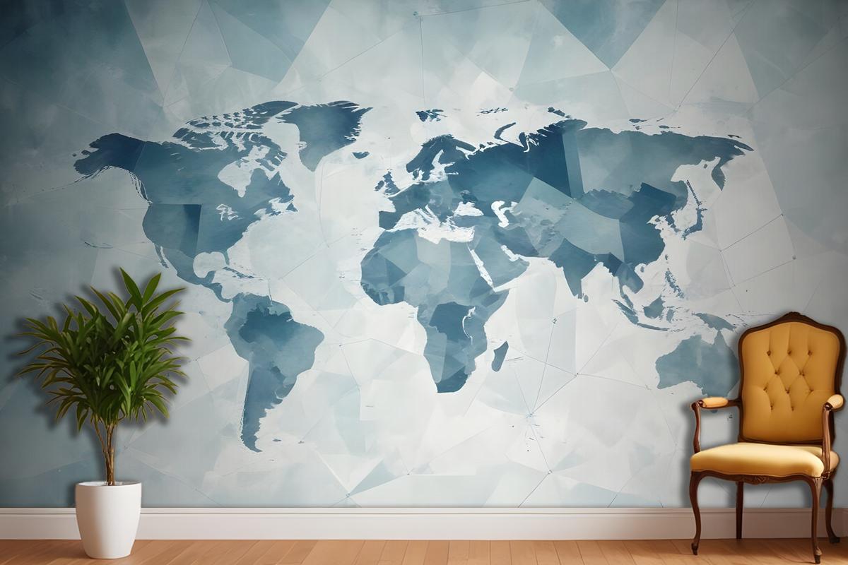 Abstract Map With Geometric Line Wallpaper Mural