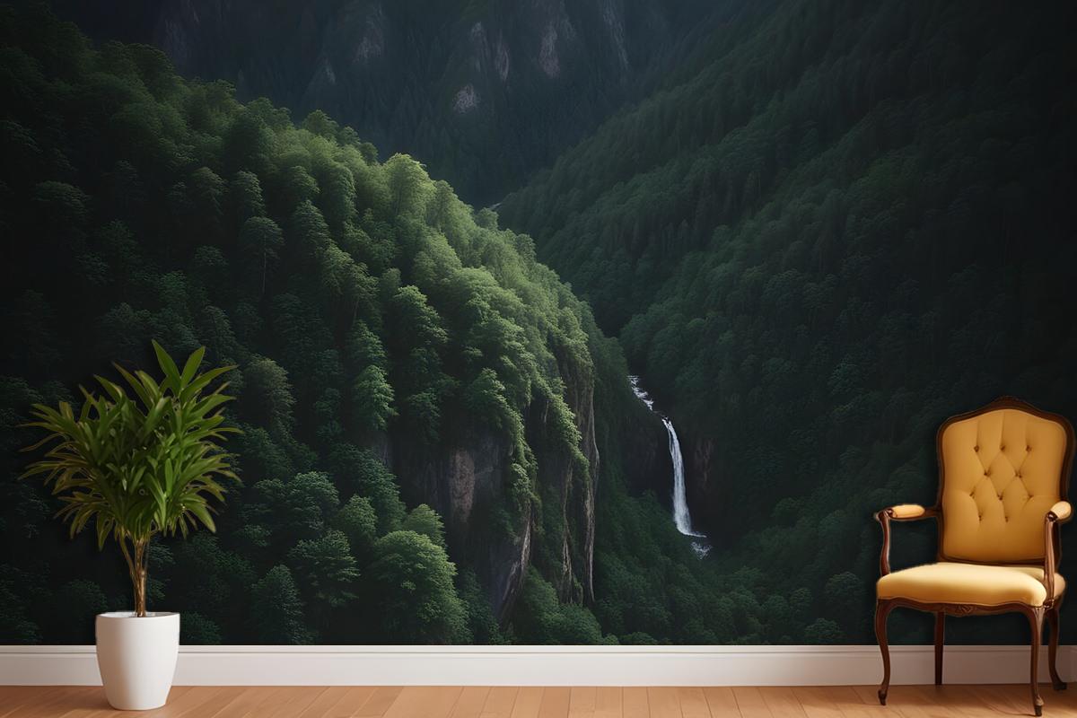 Aerial Nature Forest On Mountains View Wallpaper Mural