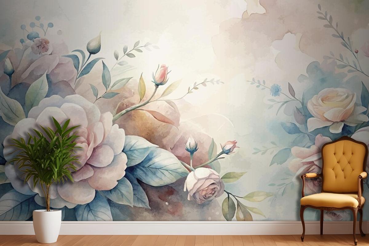 Beautiful Watercolor Flower Background Wallpaper Mural