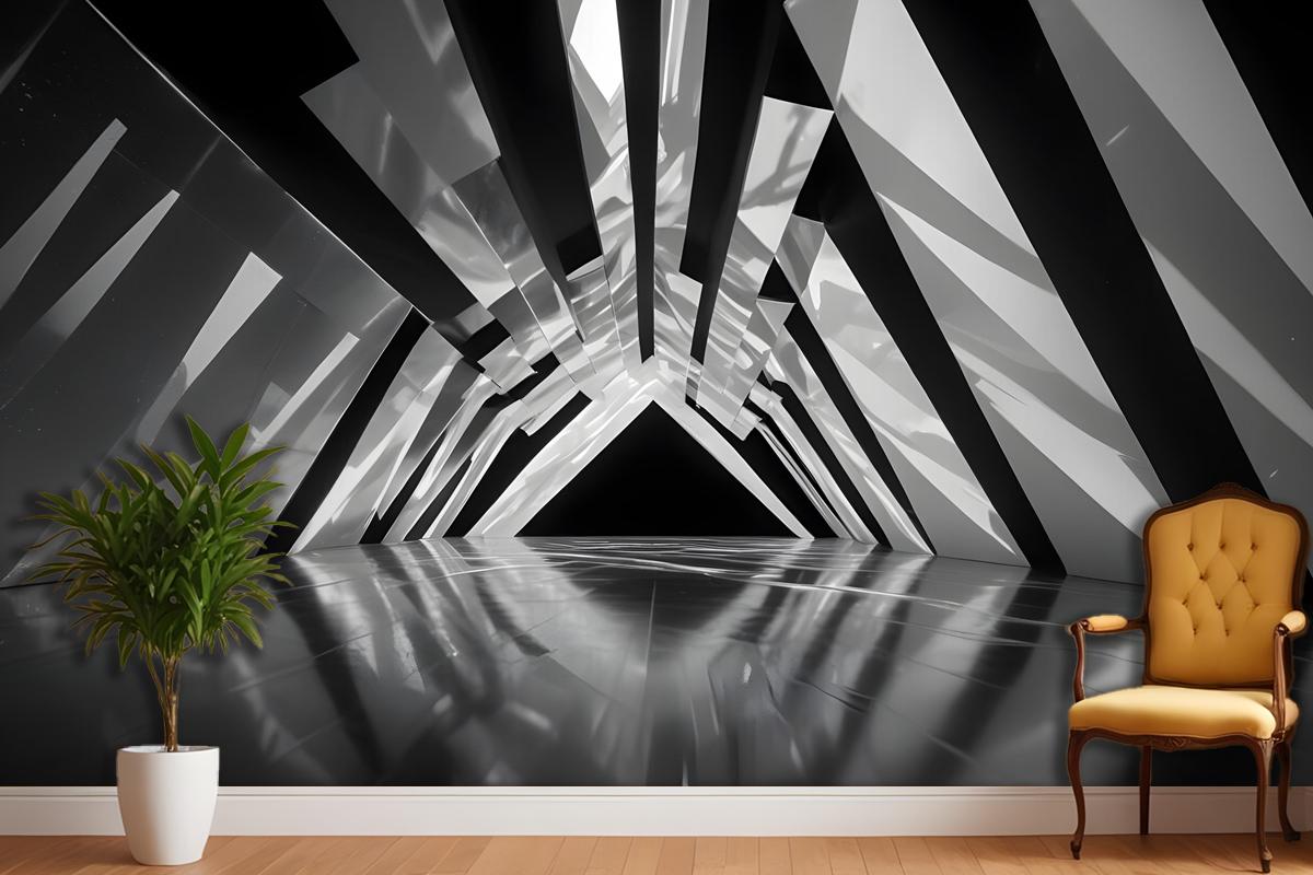 Black And White Architectural Iridescent Style Wallpaper Mural