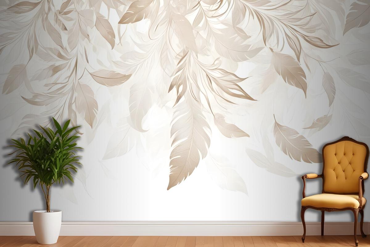 Boho Abstract Banana Leaf Art Bedroom Wallpaper Mural