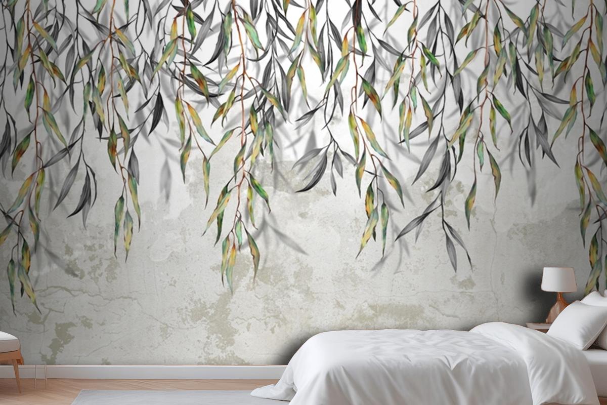 Branches Hang From Above In The Background Bedroom Wallpaper Mural