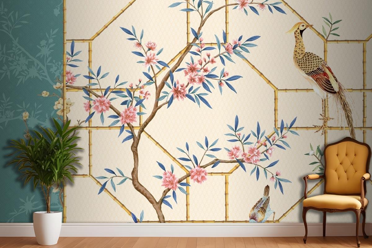 Watercolor Handpainted Rose Peony Flower Abstract Wallpaper Mural