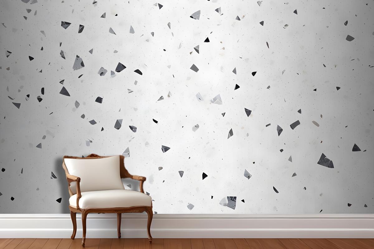Closeup View Of A White And Gray Speckled Surface Resembling A Terrazzo Material Wallpaper Mural