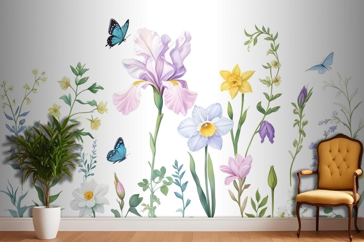 Colorful Flower Garden Bedroom Wallpaper Mural