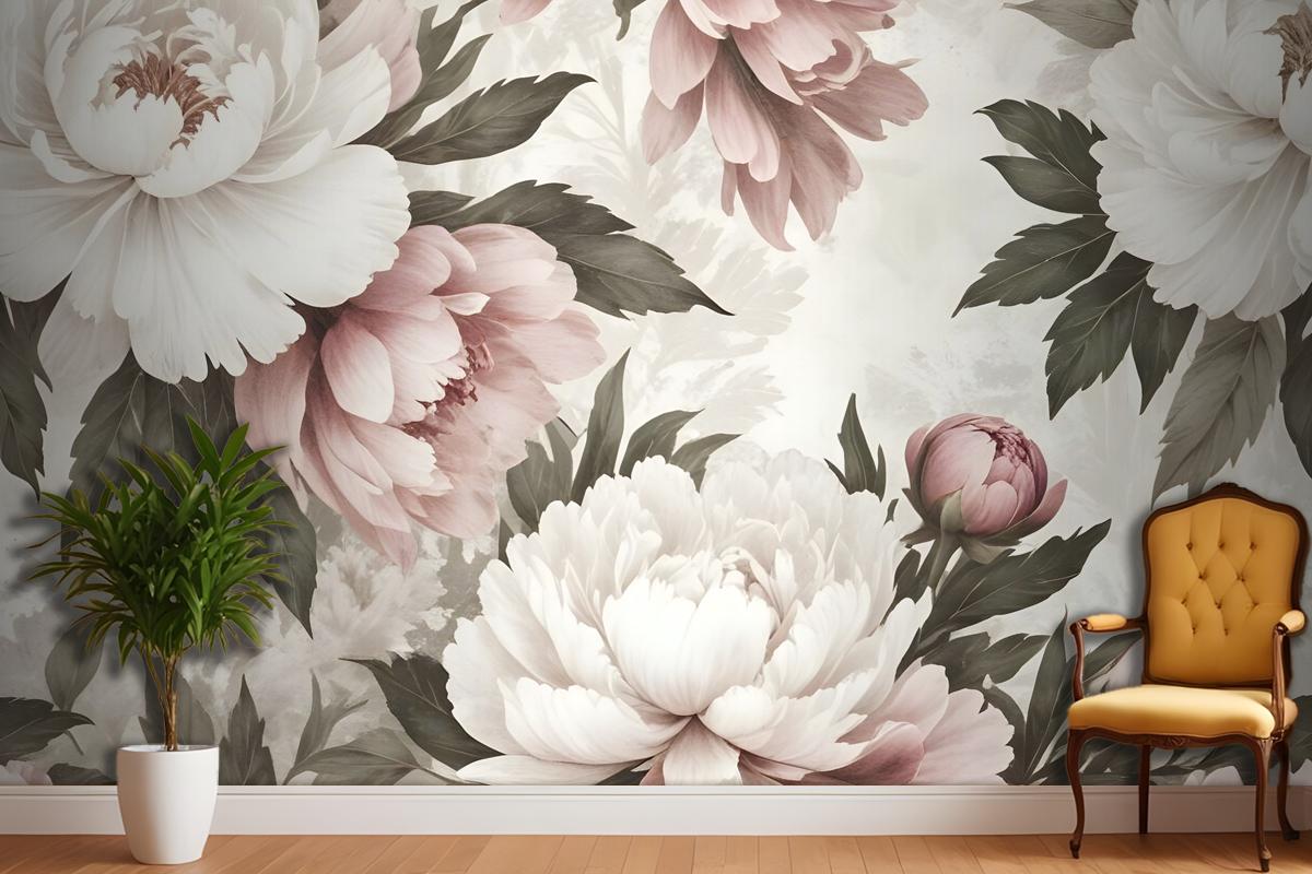 Dutch Pink Peony Floral Bedroom Wallpaper Mural