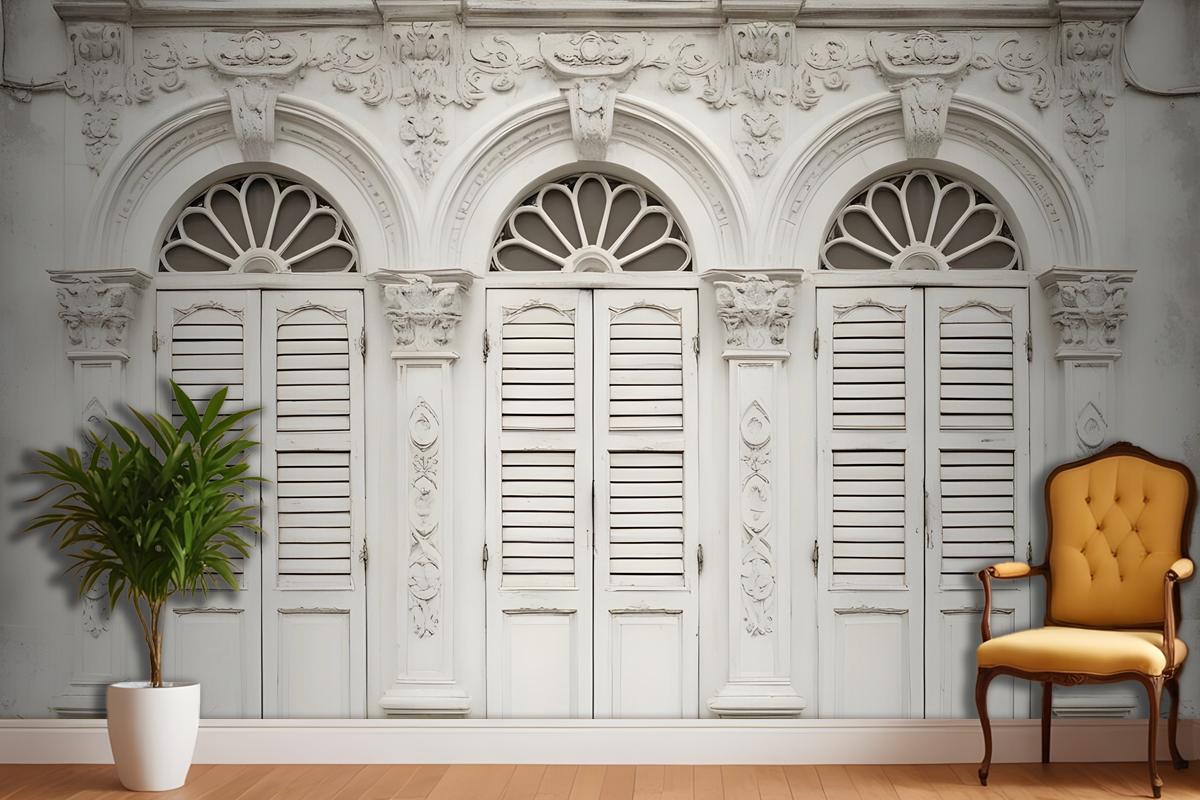 Faux Window Shutter Wallpaper Mural