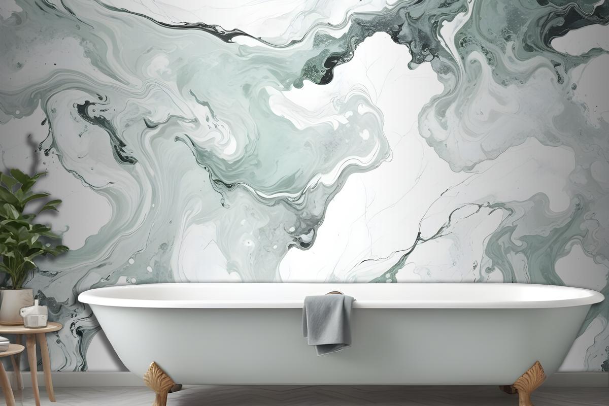 Green Marbleized Wallpaper Mural