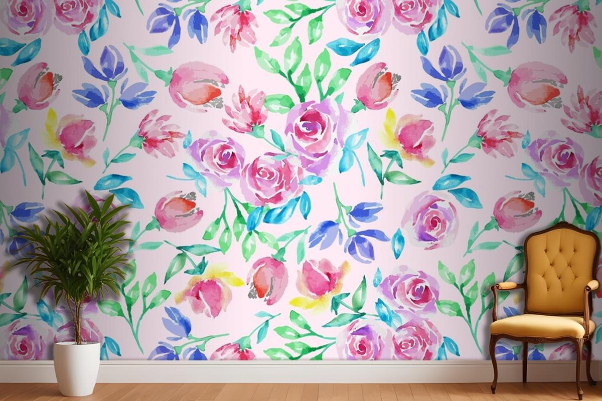 Hand Drawn Small Flowers Pattern Wallpaper Mural