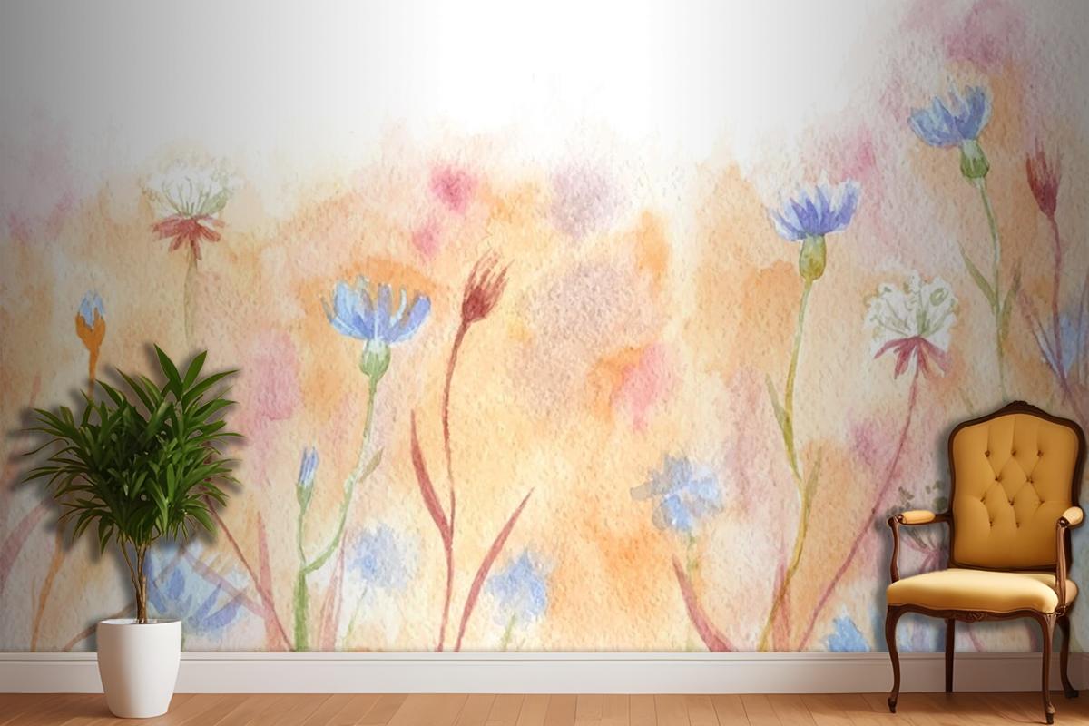 Hand Painted Watercolor Nature Wallpaper Mural