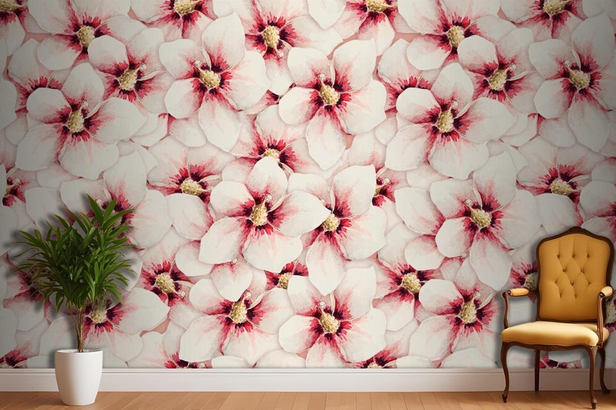 Hibiscus Flower Pattern Background Wallpaper Mural