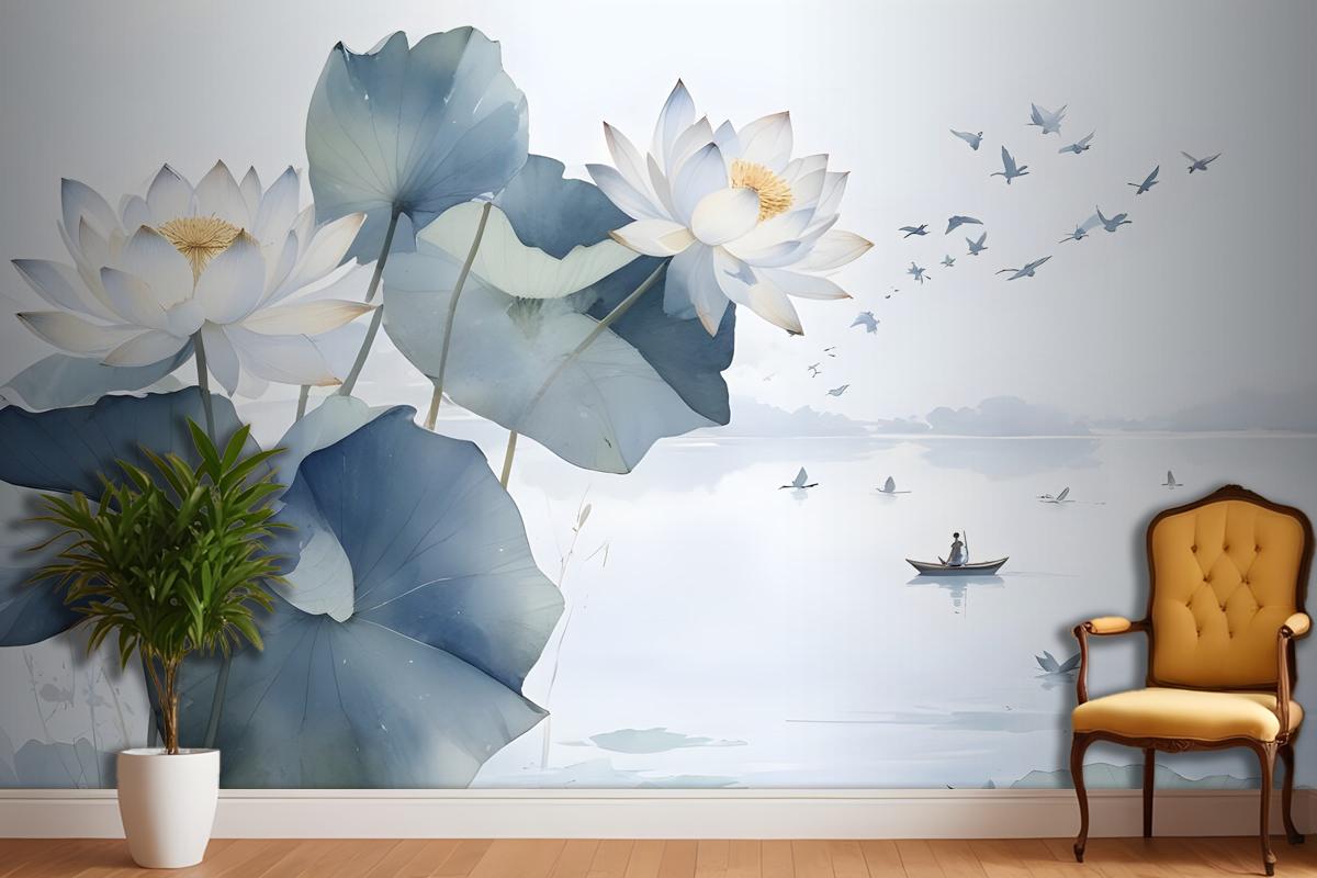 Lotus Floral Art Wallpaper Mural