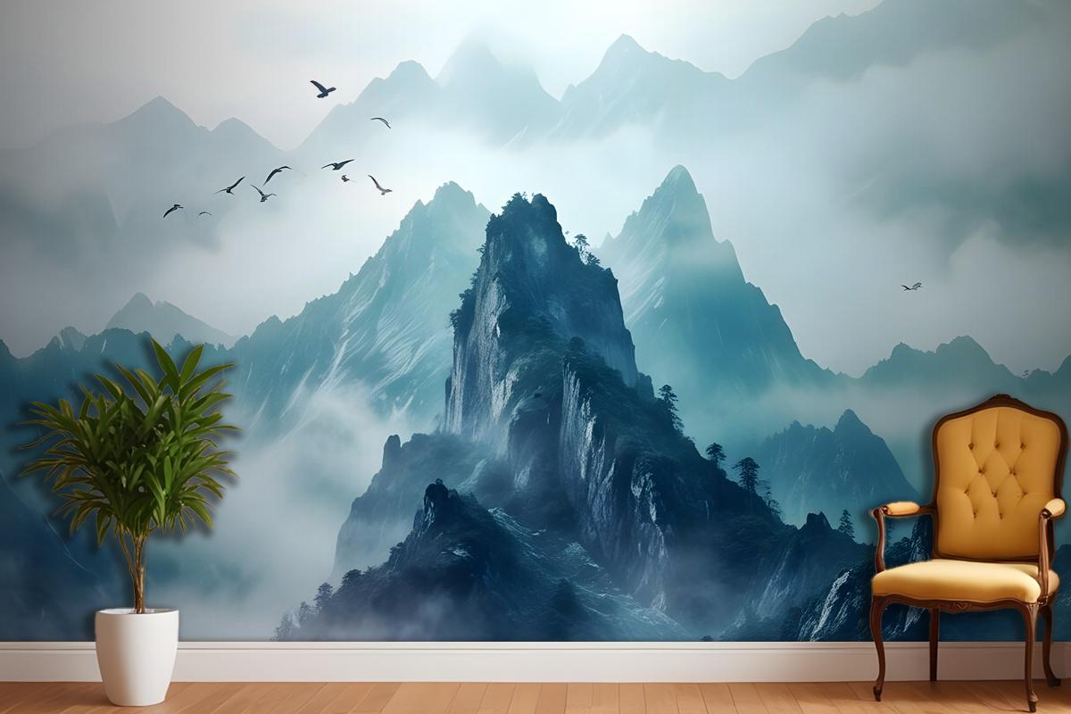 Misty Mountain Landscape Wallpaper Mural