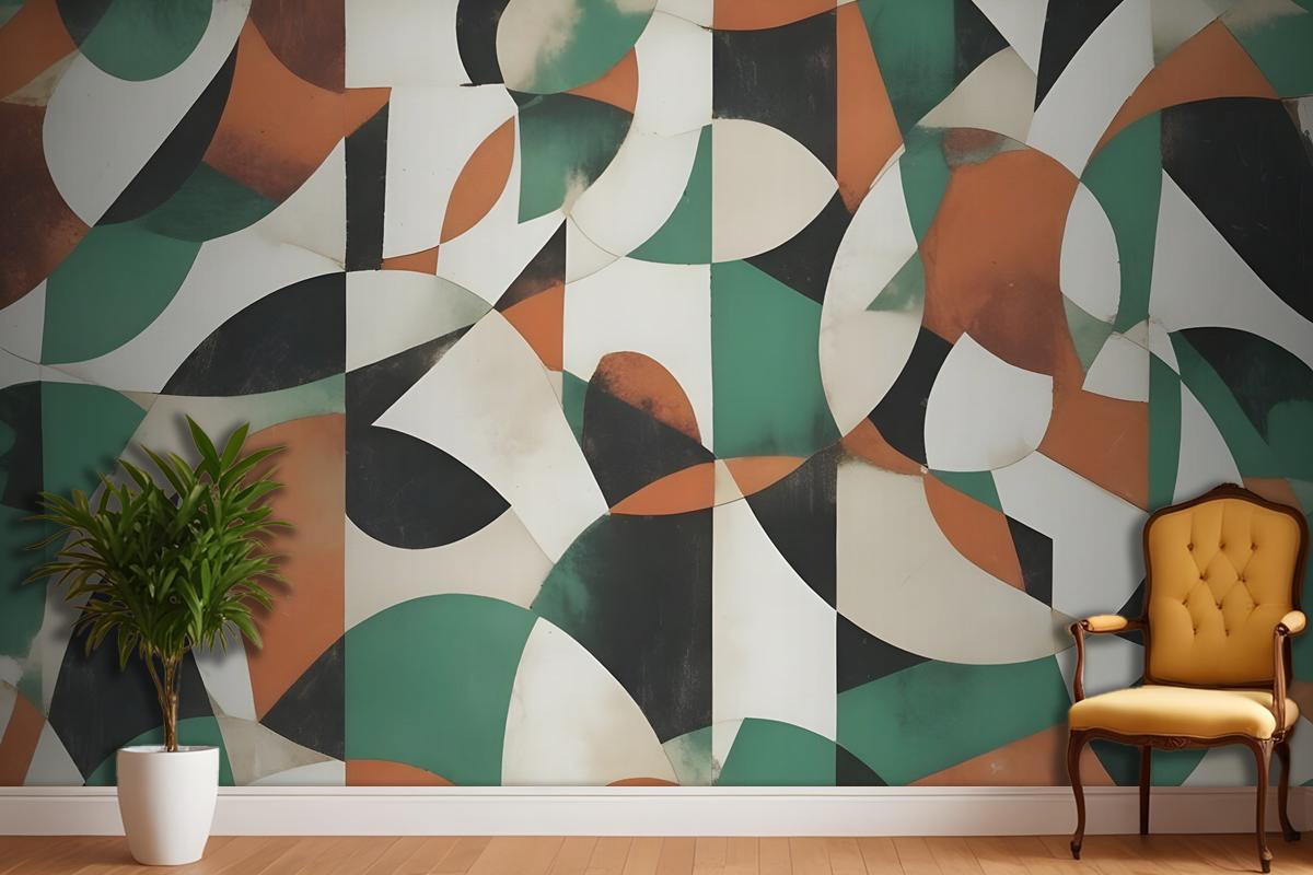 Modern Abstract Art With Retro Colorful Geometric Wallpaper Mural