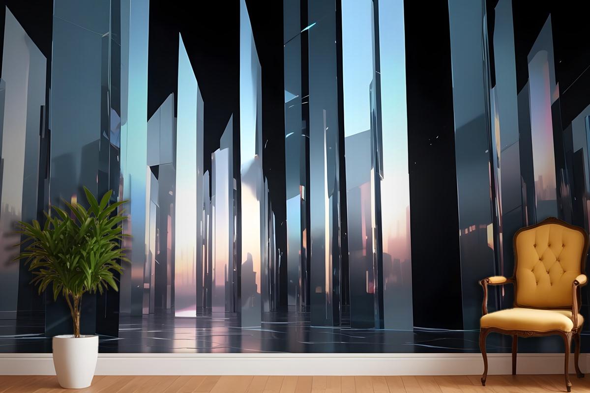 Modern Flat Black And White Bright And Reflective Atmosphere Light Effects Wallpaper Mural