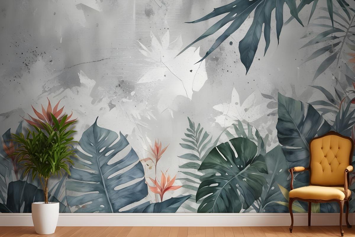 Old Tropical Leaf Wallpaper Mural