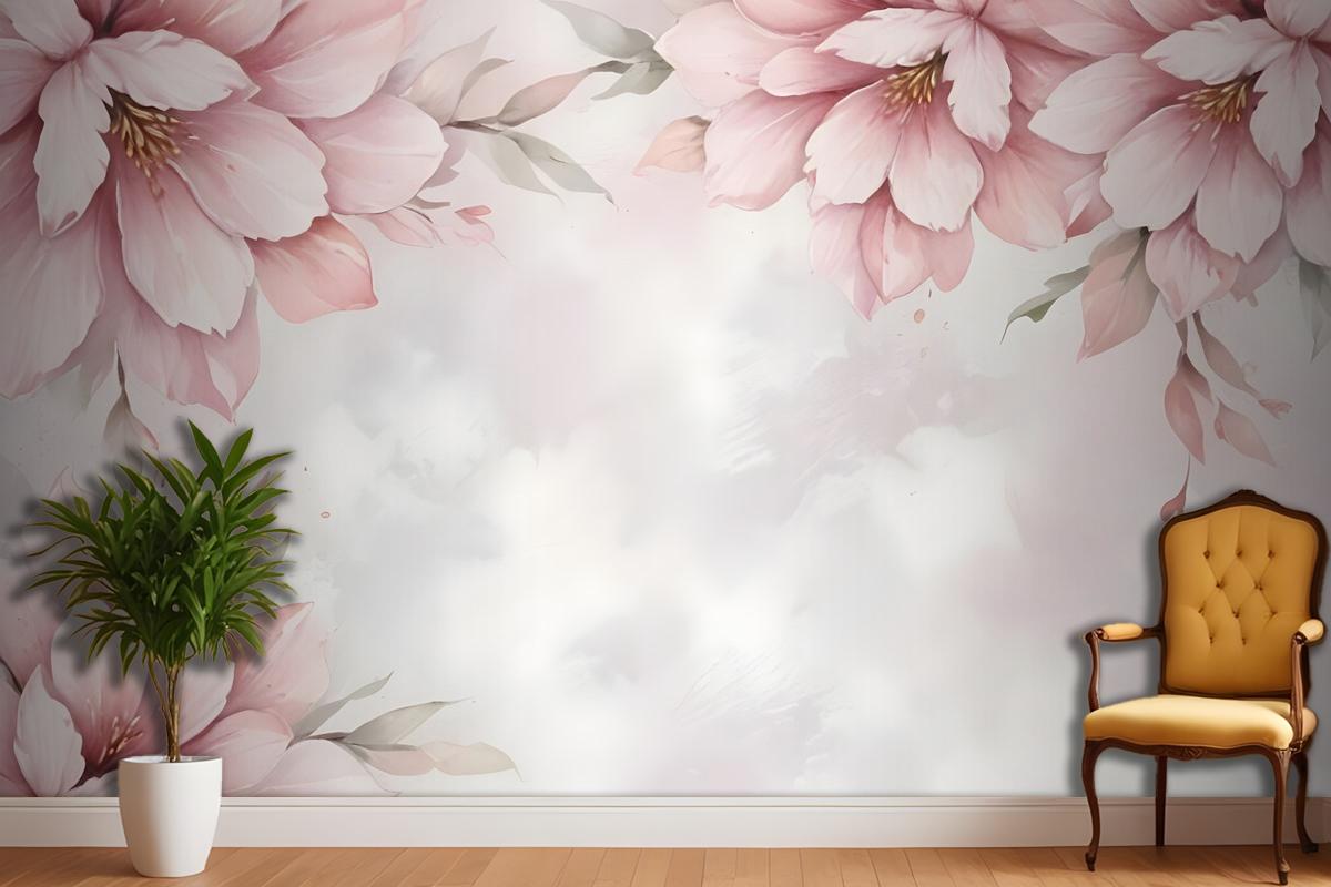 Pastel Pink Flower Wallpaper Mural