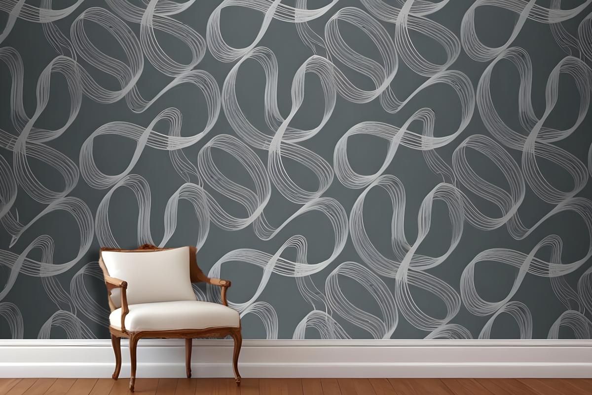 Seamless Abstract Pattern With Flowing Organic Shapes In Shades Of Gray And White Wallpaper Mural