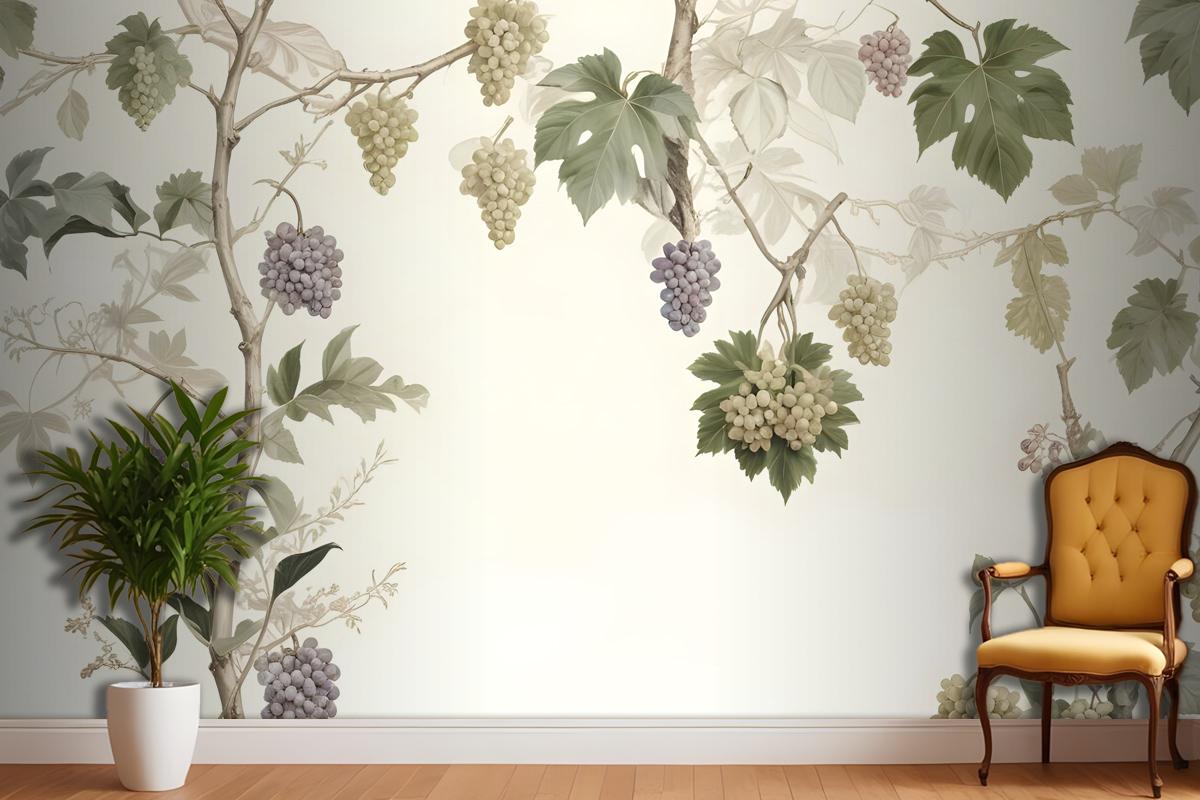 Soft Tropical Grape Trees And Durian Fruits Wallpaper Mural