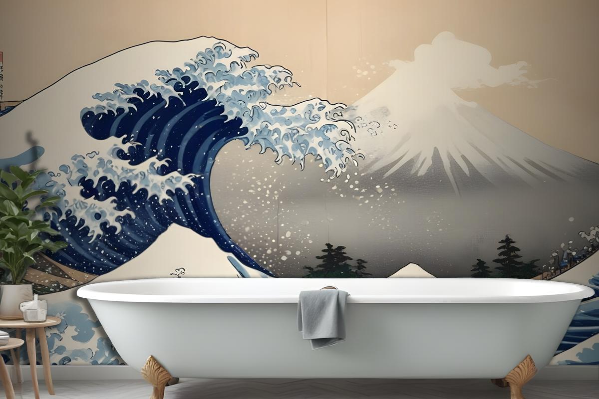 The Great Wave Off Kanagawa By Hokusai Wallpaper Mural