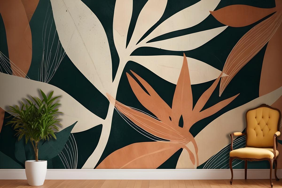 Tropical Foliage Leaves Art Wallpaper Mural