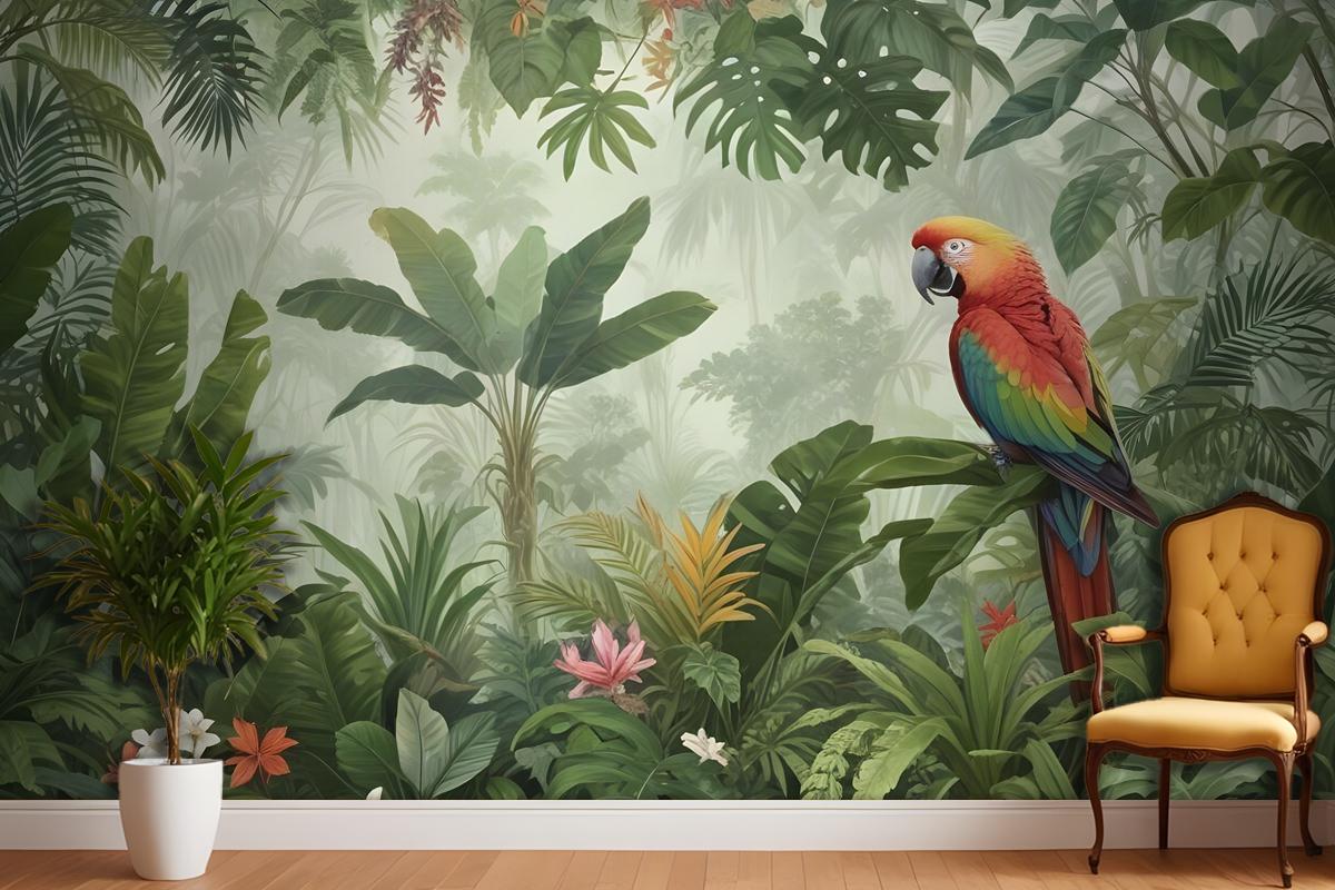 Tropical Jungle Plants Wallpaper Mural