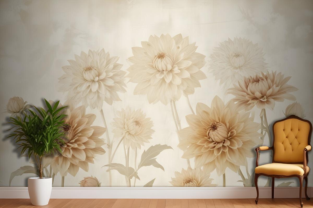 Vintage Dahlia Flower Wallpaper Mural