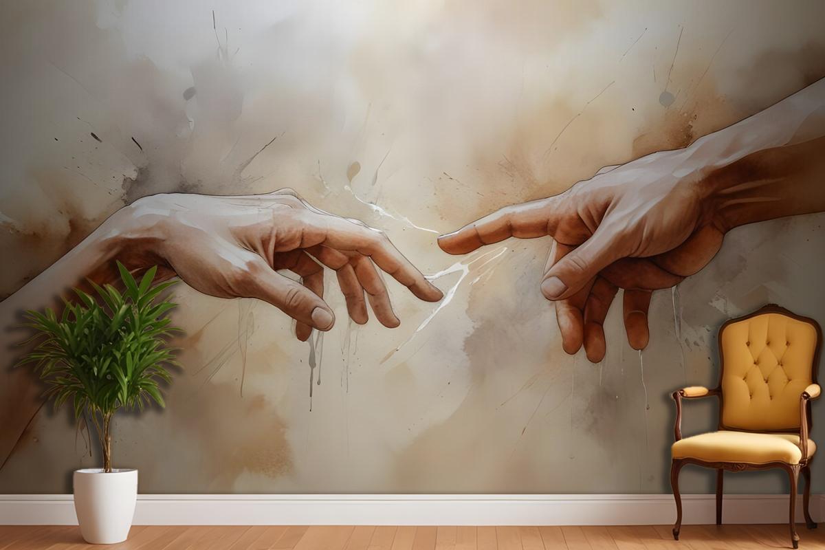 Watercolor Abstract Hands Wallpaper Mural