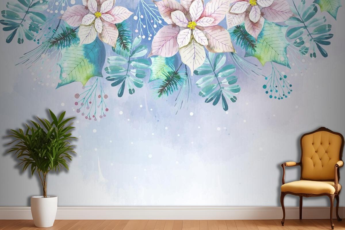 Watercolor Christmas Background Theme Wallpaper Mural