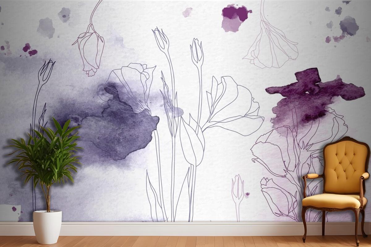 Watercolor Floral Background Wallpaper Mural
