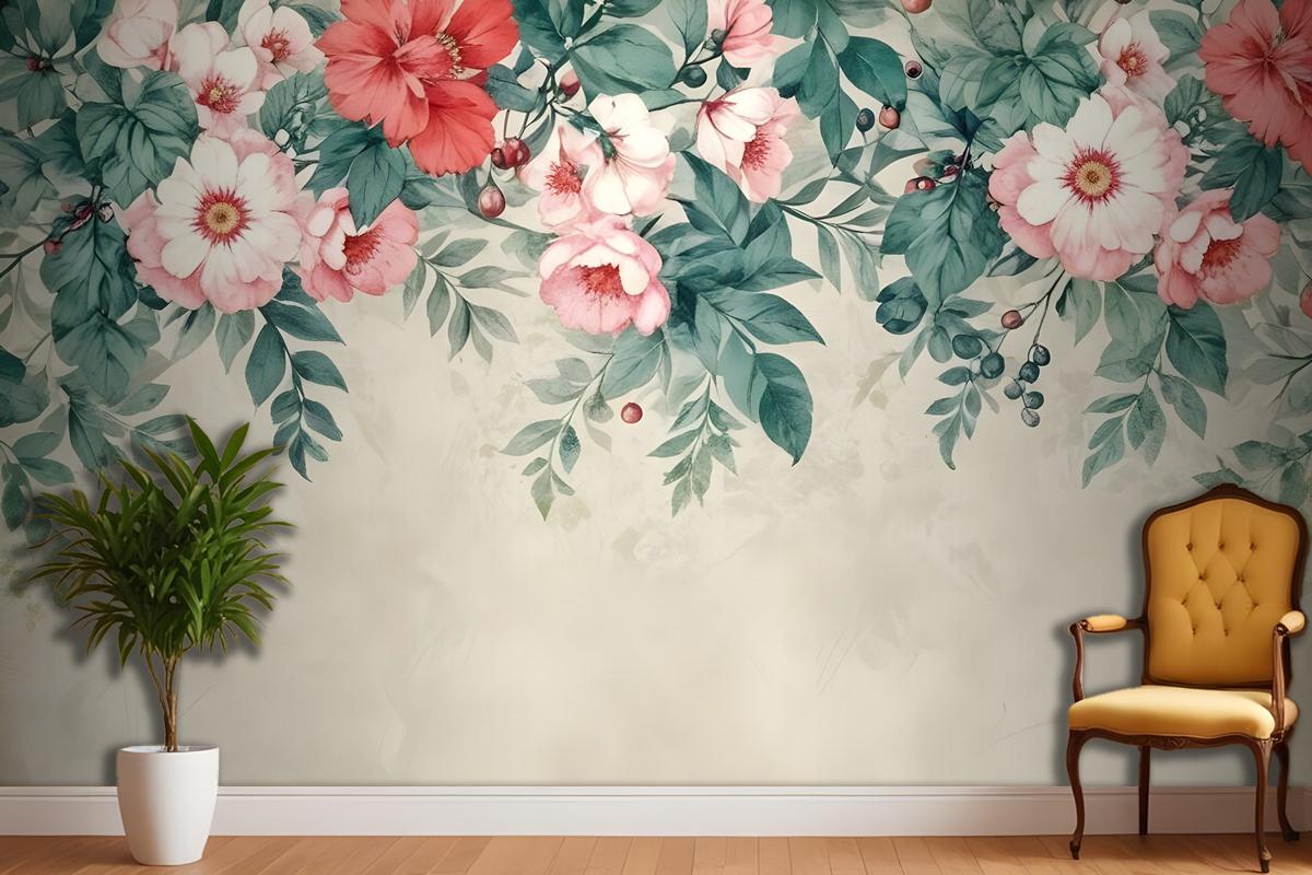 Watercolor Floral Wallpaper Mural
