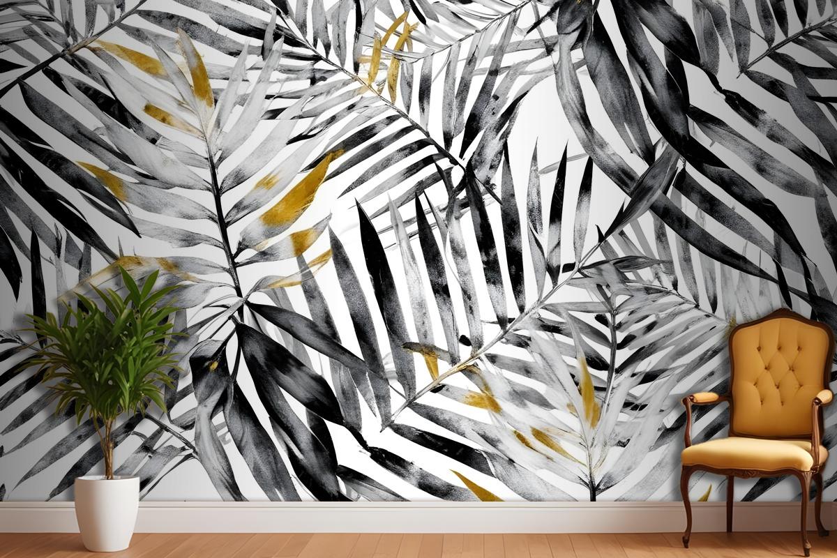 Watercolor Palm Leaf Pattern Wallpaper