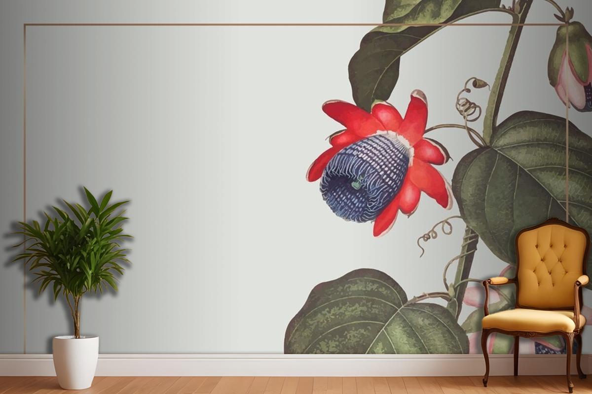 The Winged Passion Flower Rectangle Frame Wallpaper Mural