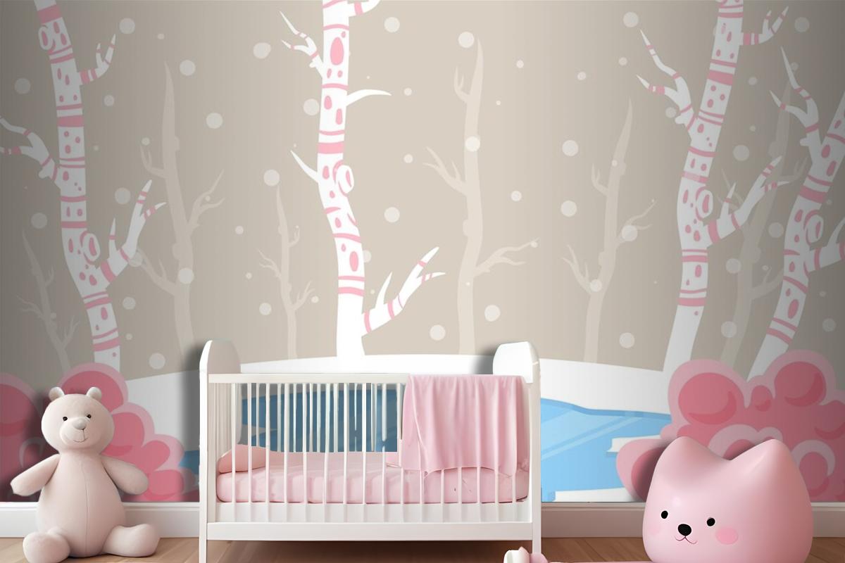 Winter Concept In Hand Drawn Wallpaper Mural