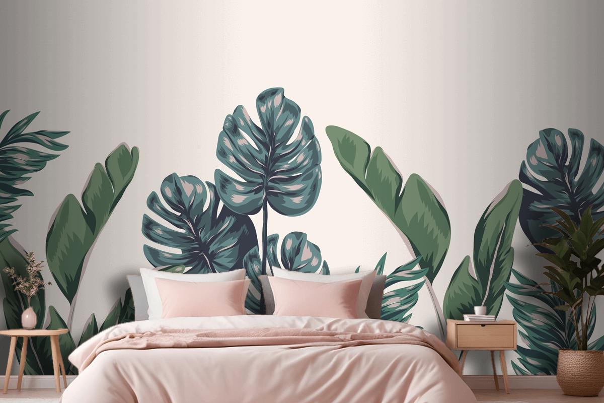 Tropical Foliage Mural Bedroom Wallpaper Mural