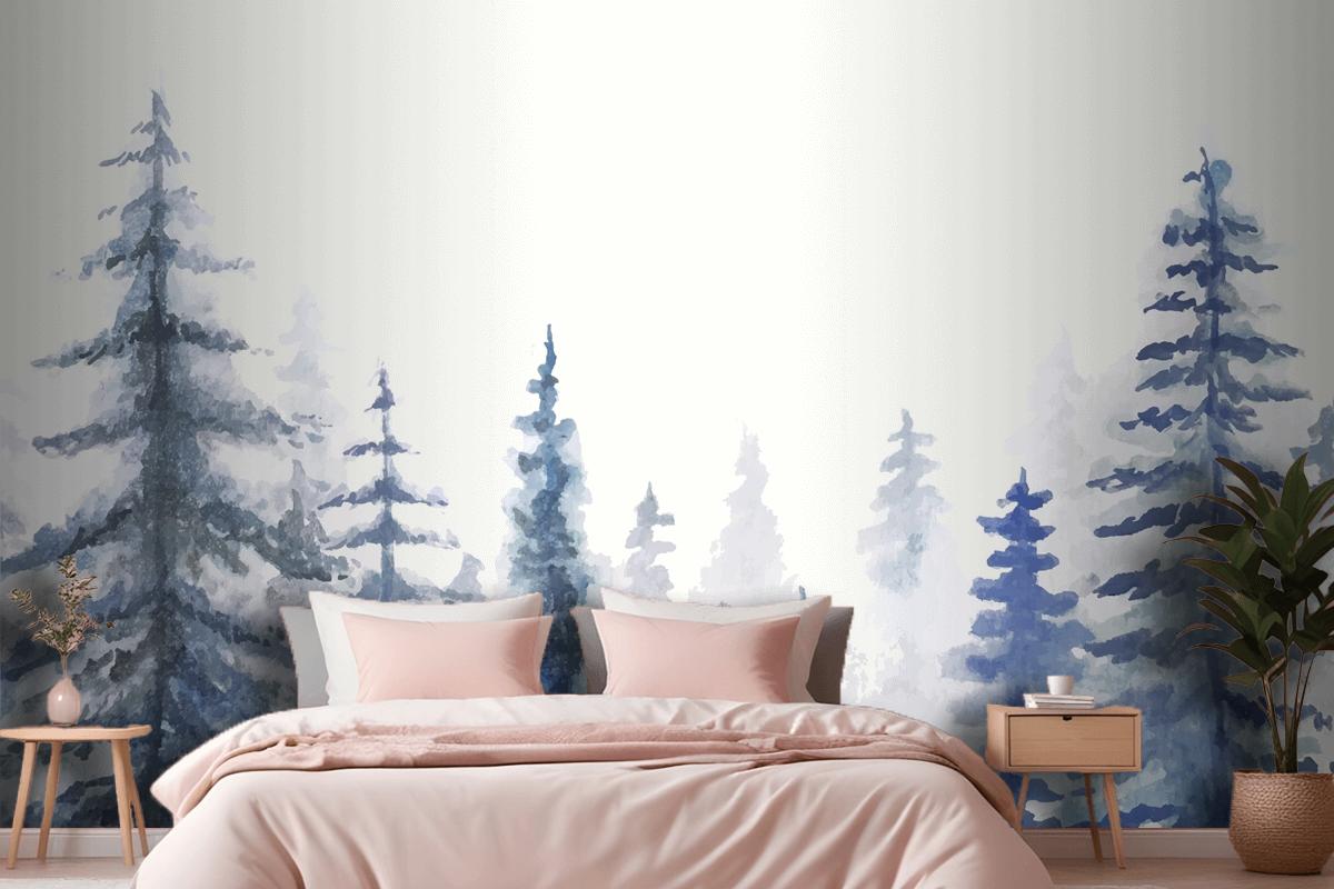 Hand Painted Watercolor Nature Background Bedroom Wallpaper Mural