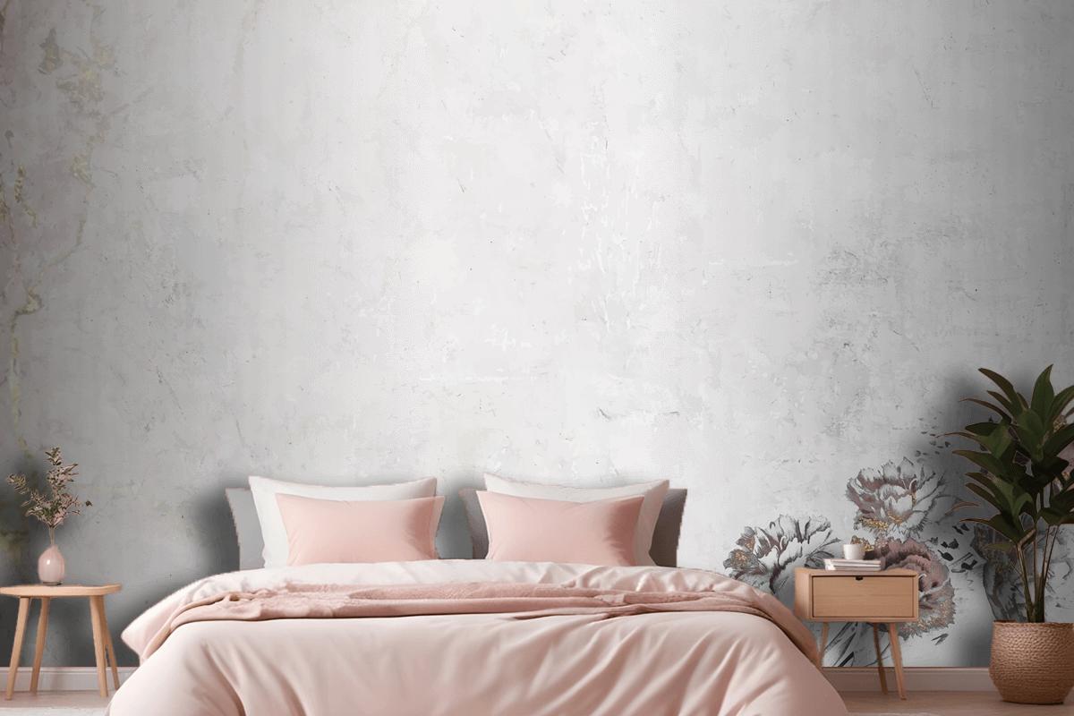 Blank Floral Shimmering Bedroom Wallpaper Mural