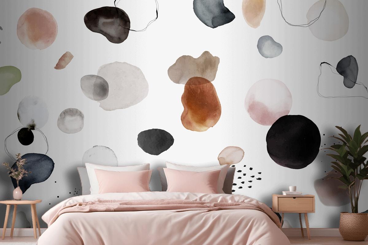 Colorful Watercolor Stain Badge Set Bedroom Wallpaper Mural