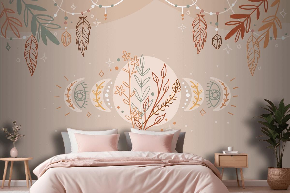 Hand Drawn Boho Background Bedroom Wallpaper Mural