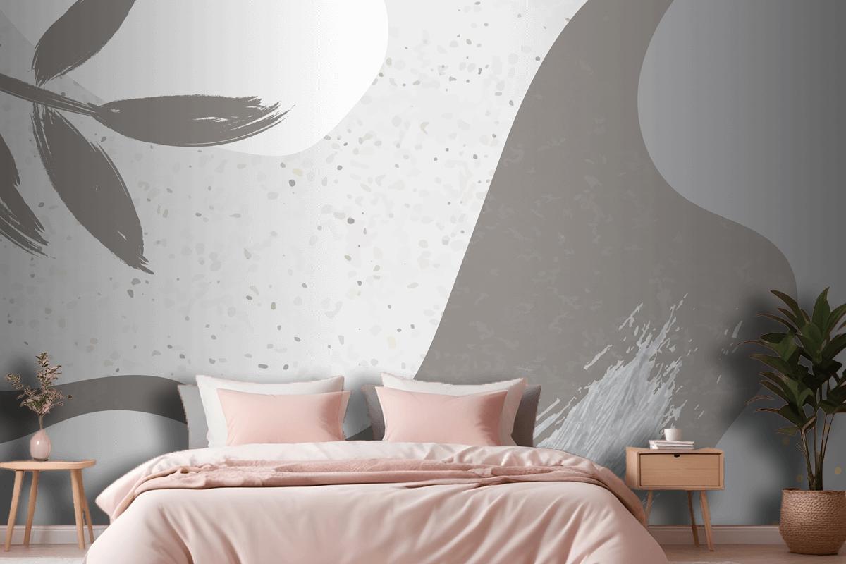 Grayish Botanical Memphis Pattern Background Bedroom Wallpaper Mural