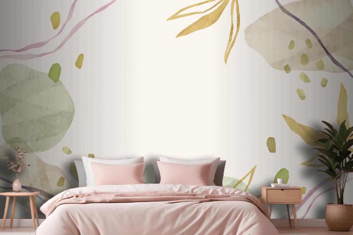 Watercolor Abstract Doodle Background Bedroom Wallpaper Mural