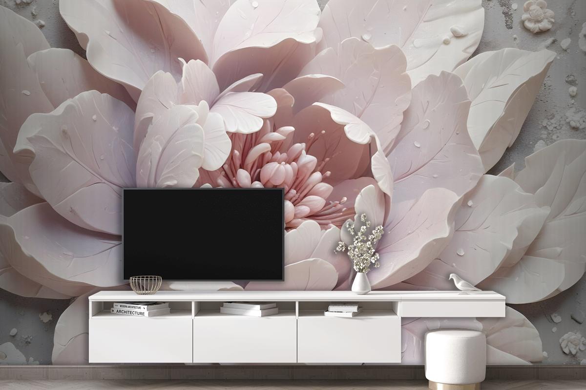 3D Look Soft Floral Wallpaper Mural