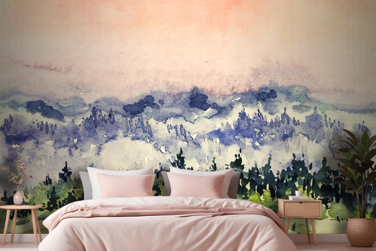 Abstract Watercolor Landscape Background Bedroom Wallpaper Mural