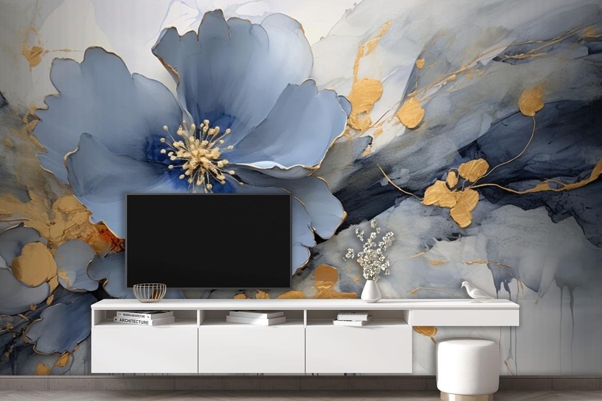 Abstract Artistic Background Retro Nostalgic Golden Brushstrokes Wallpaper Mural